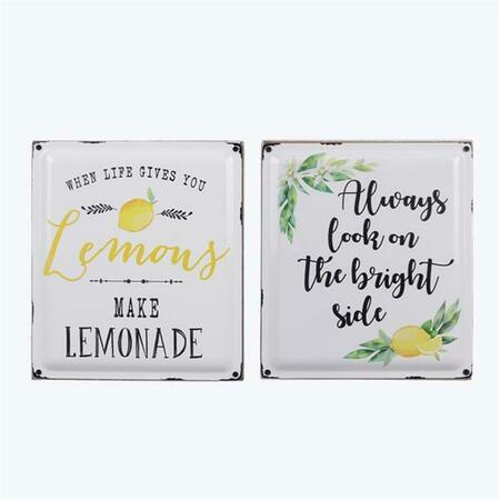 YOUNGS Wood Framed with Enamel Front Box & Wall Lemon Sign, Assorted Color - 2 Piece 20265